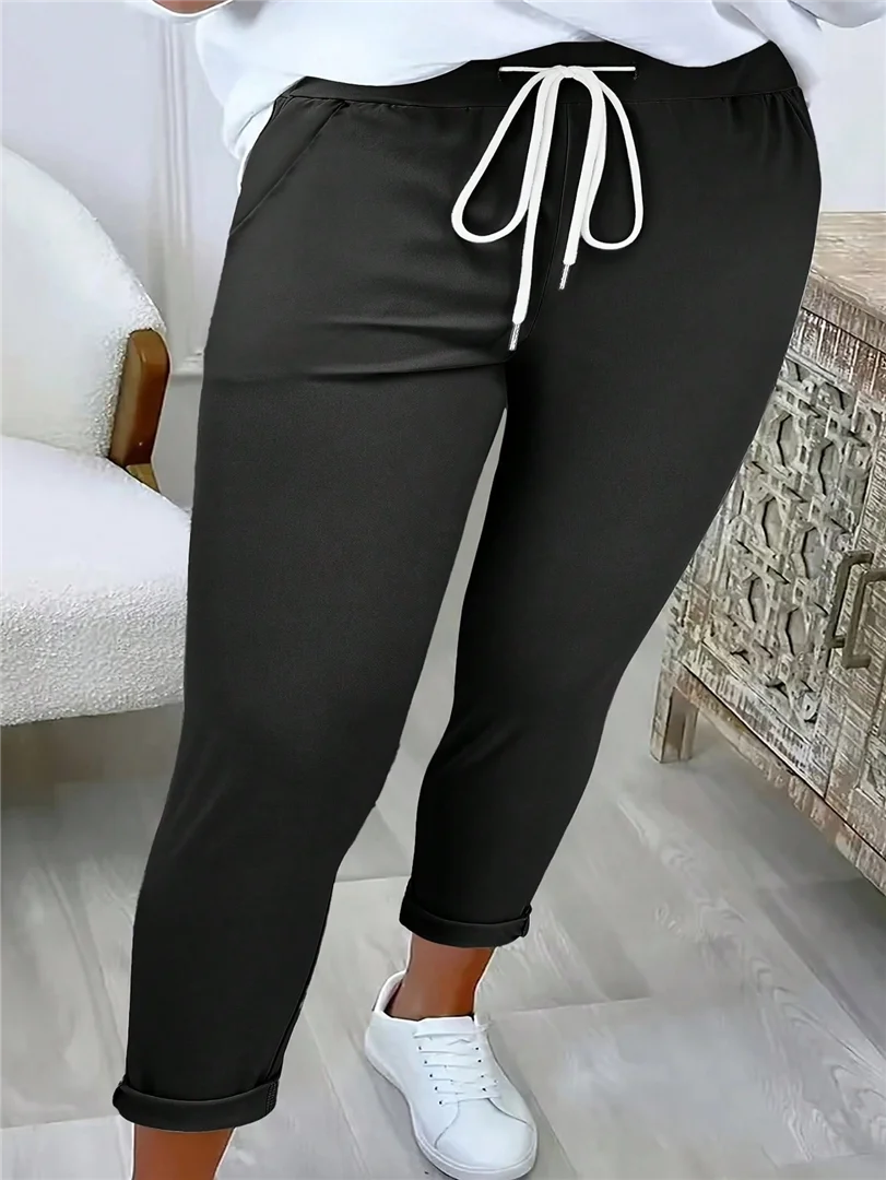 Nieuwe Europese Amerikaanse Gekruiste Riem Slim Fit Effen Casual Lange Broek