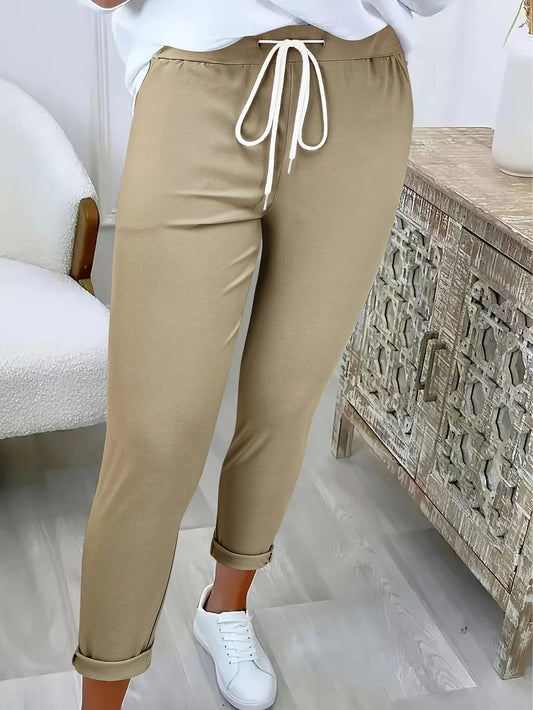 Nieuwe Europese Amerikaanse Gekruiste Riem Slim Fit Effen Casual Lange Broek